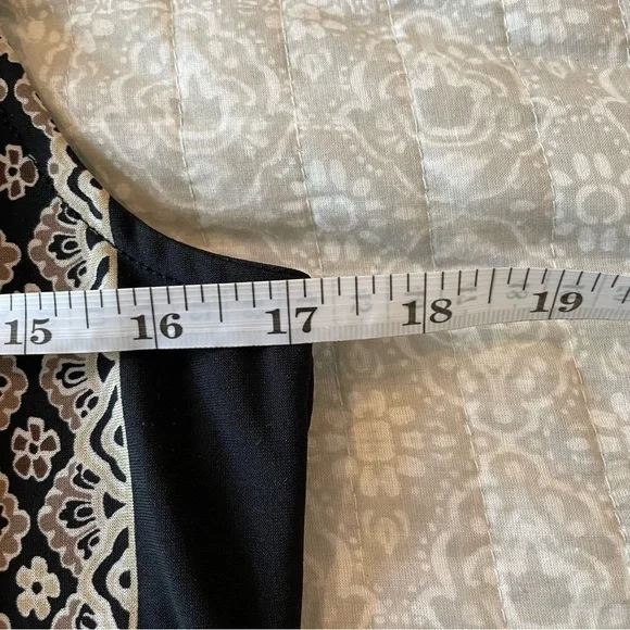 Studio I Black & Beige Sleeveless Paisley Print Studded Dress 8 - Picture 8 of 9